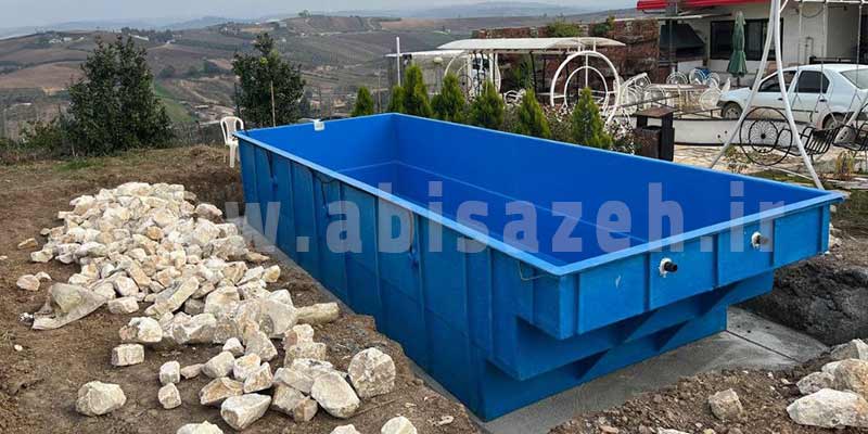 نصب استخر پیش ساخته فایبرگلاس در ویلا | آبی سازه